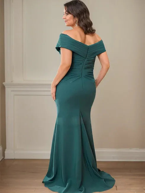 Floor-Length Lace and Chiffon Mother of the Bride Dress with Sheath/Column V-Neck Illusion and Pleated Sequins