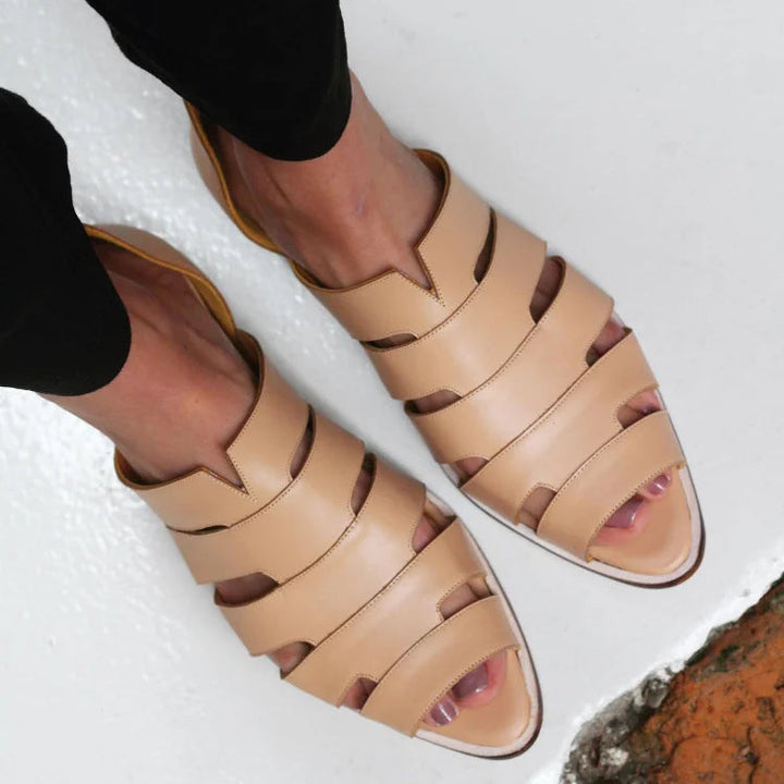Wilhelmina | Cut-Out Peep-Toe Slip-On Casual Pointed-Toe Flats