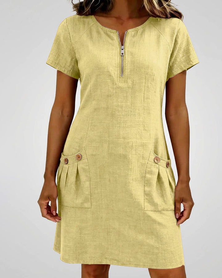 Lisa | Cotton Dress with Zipper Pocket