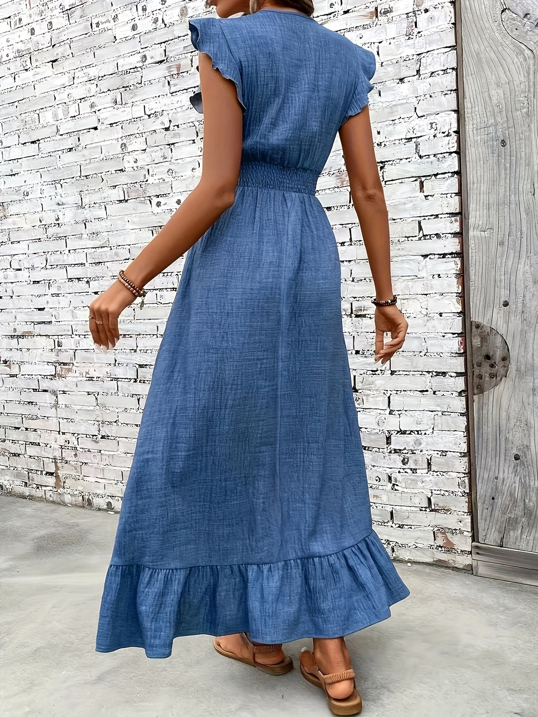 The Delphine Ruffle Wrap Maxi Dress