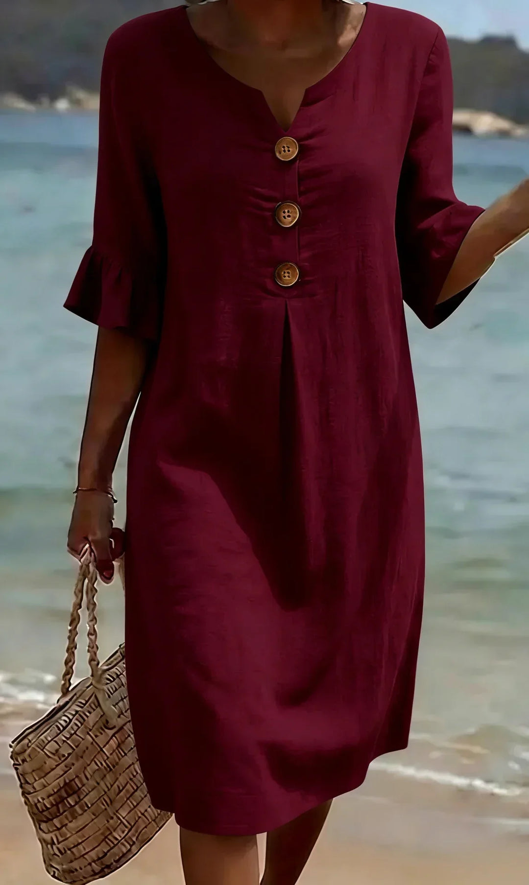 Vanesa™ | Robe Texturée à Manches Bouffantes et Boutons
