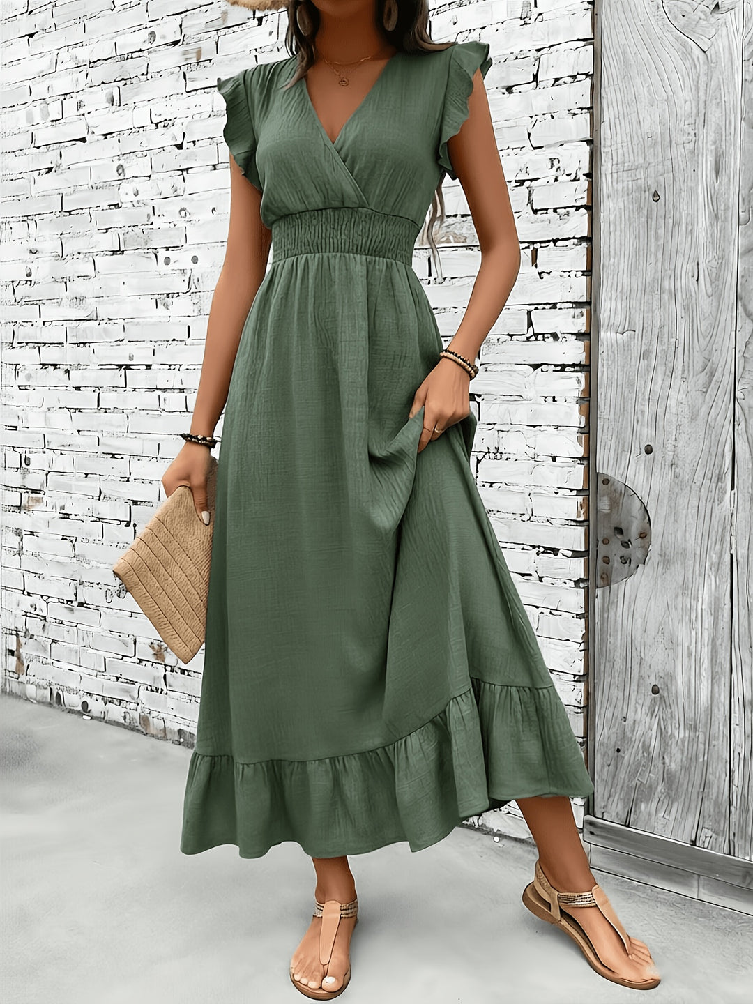 The Delphine Ruffle Wrap Maxi Dress
