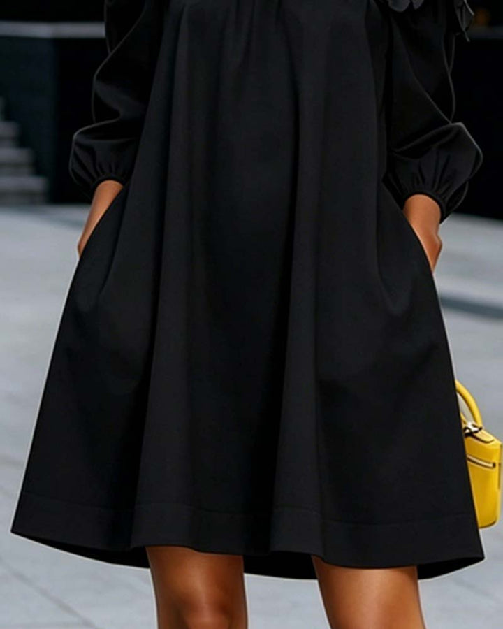 Elegant Off-Shoulder Floral Accent Dress