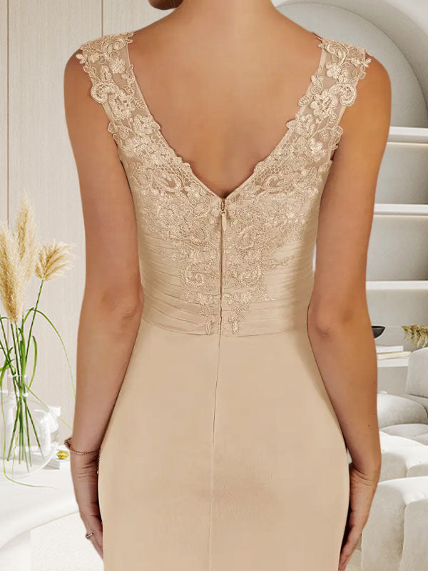 Champagne A-Line Dress with Sweetheart Neckline and Pleated Mesh Design