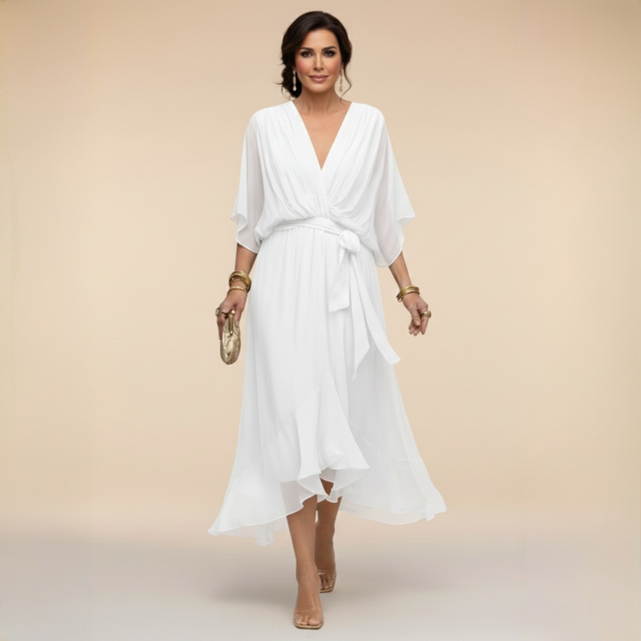 Charlotte | Chic Chiffon V-Neck Dress