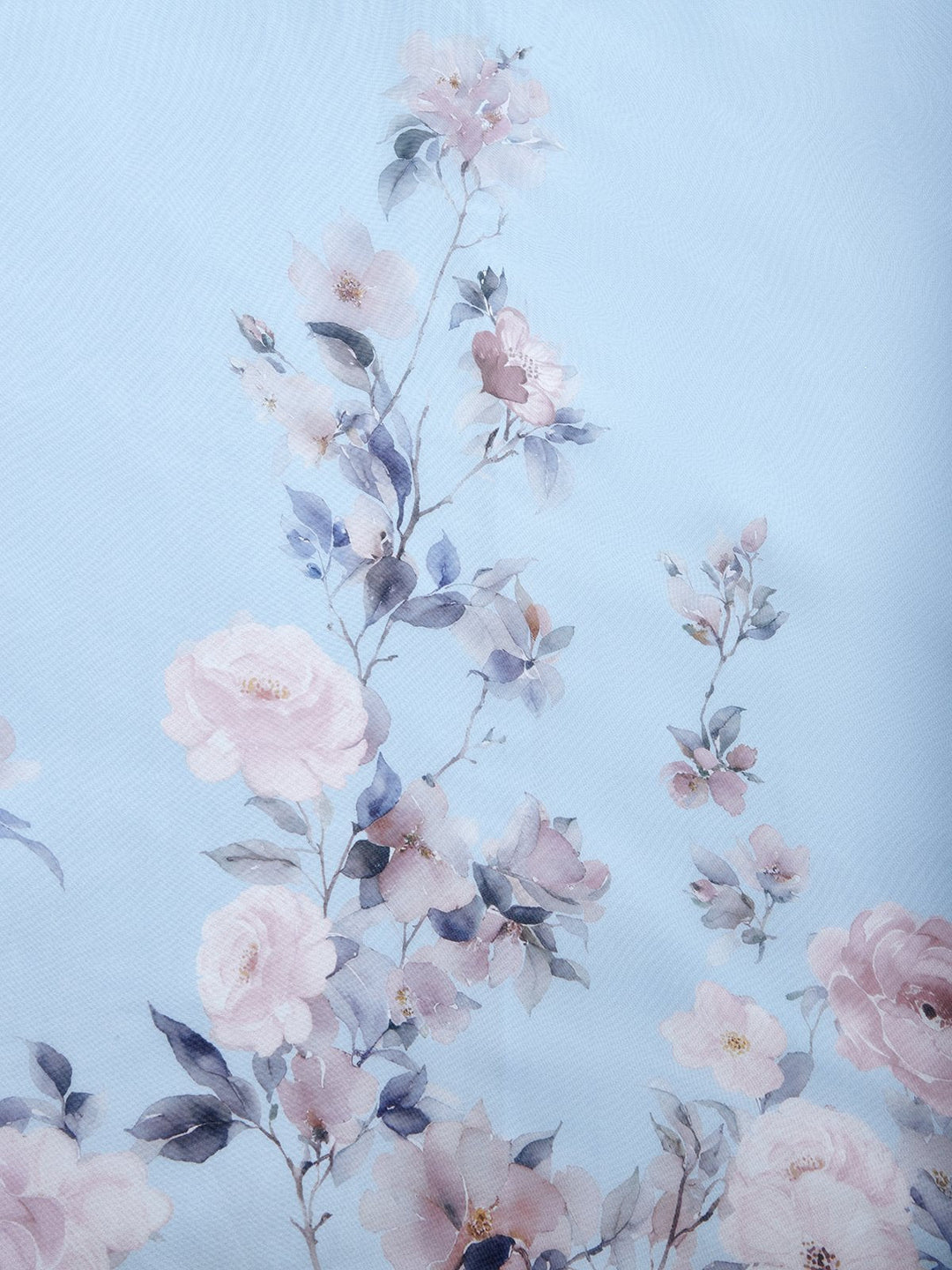Light Blue Floral Chiffon V-Neck Sleeveless A-Line Maxi Dress