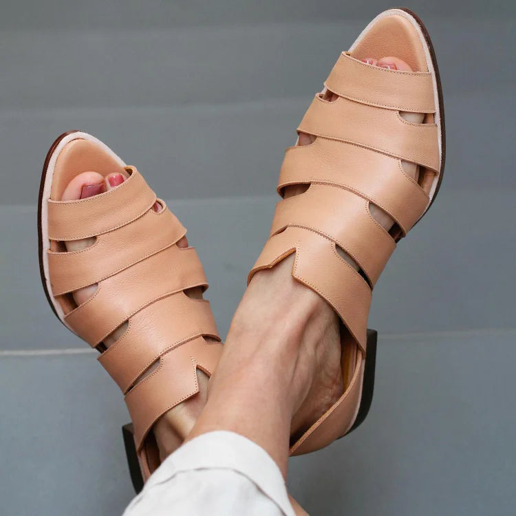Wilhelmina | Cut-Out Peep-Toe Slip-On Casual Pointed-Toe Flats