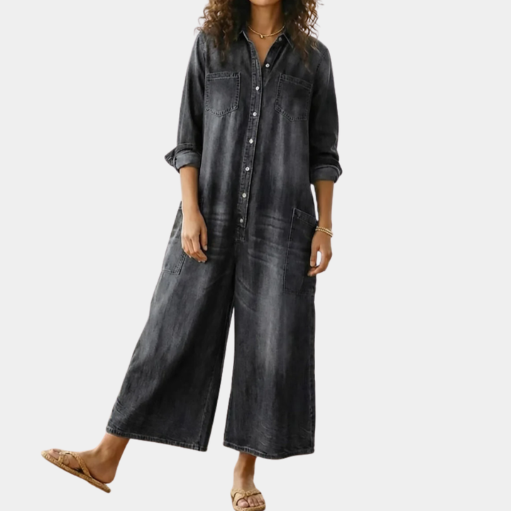 Diana | Vintage Washed Button-Through Denim Dress