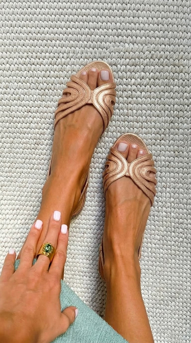 Marianne – Open-Toe Metallic Strappy Flats