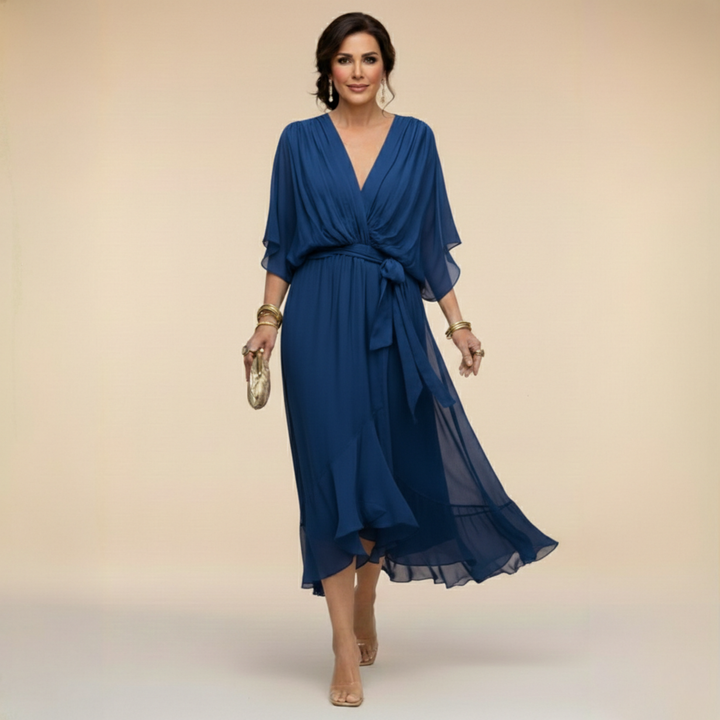 Charlotte | Chic Chiffon V-Neck Dress