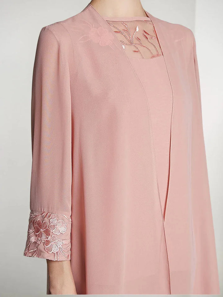 Chiffon Long Sleeve Mother of the Bride Pantsuit with Jacket