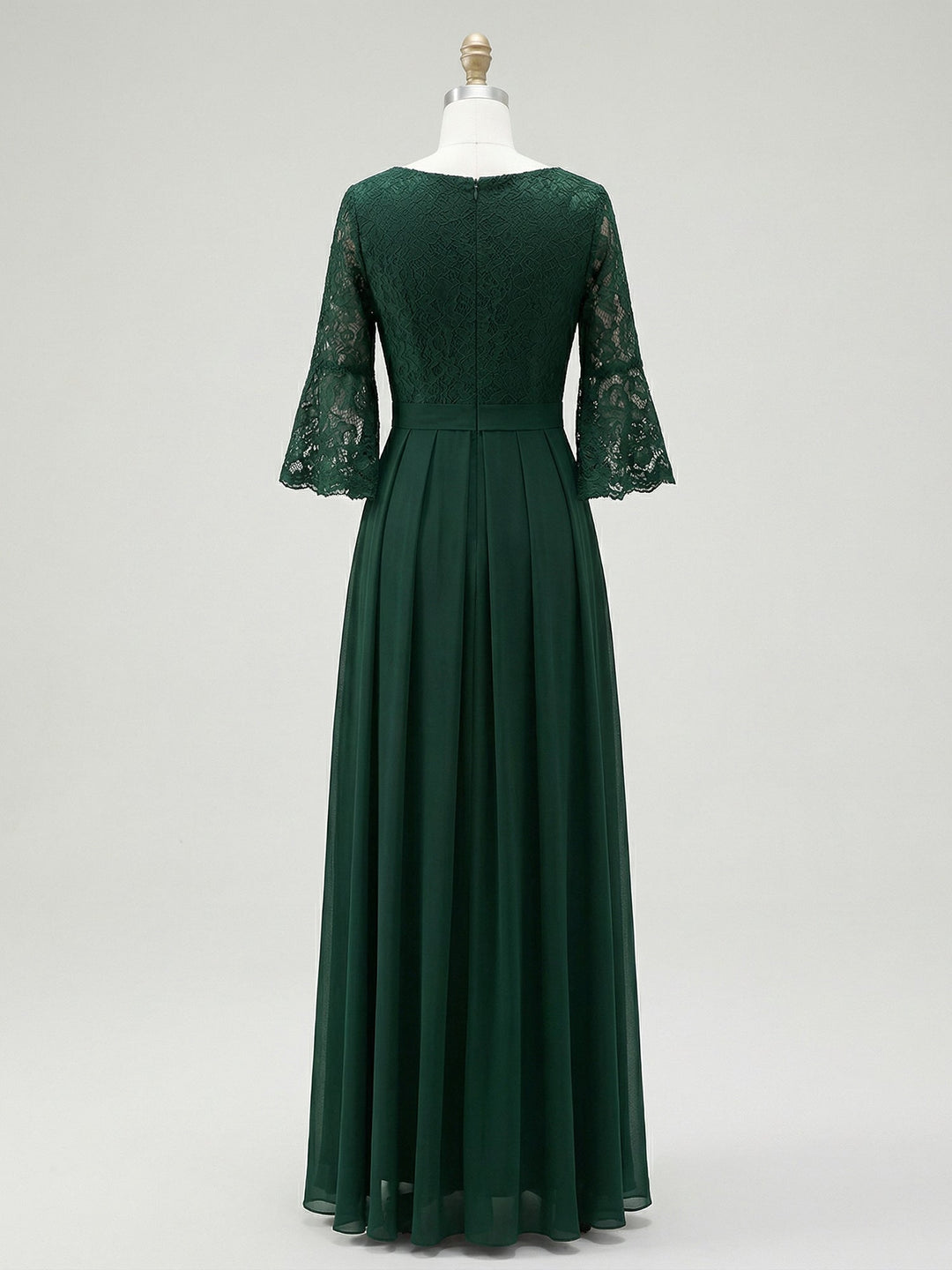 A-Line Scoop Neck Ankle-Length Lace Chiffon Mother of the Bride Dress with Bow