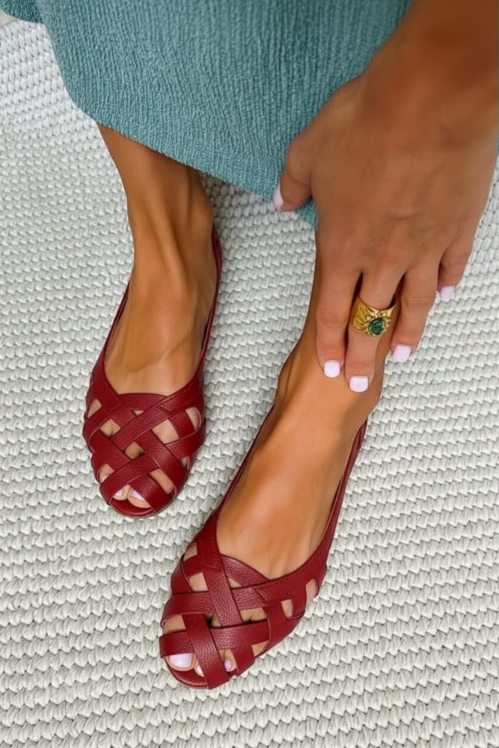 Edith – Woven Comfort Flat Open-Toe Sandals