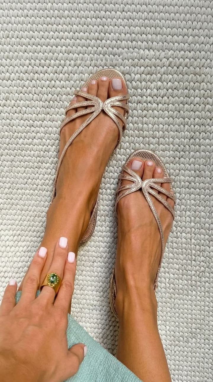Audrey | Metallic Strappy Sandals