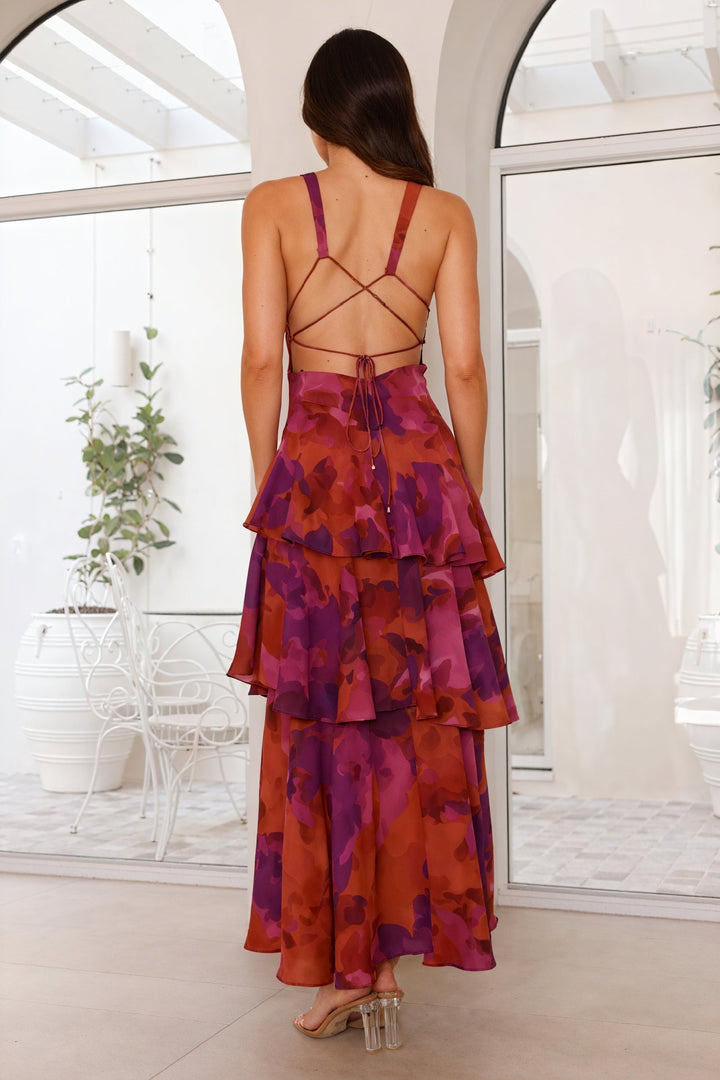 Floral Print Dress with Deep V-Neck