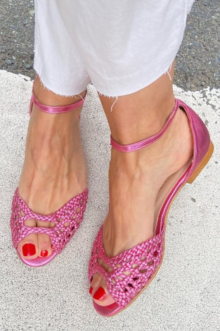 Daphne | Cut-Out Woven Elegant Flat Open-Toe Ankle Strap Sandals