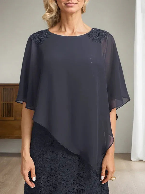 Floor-Length Chiffon Lace Sheath Dress with Sequins and Beading for Mother of the Bride
