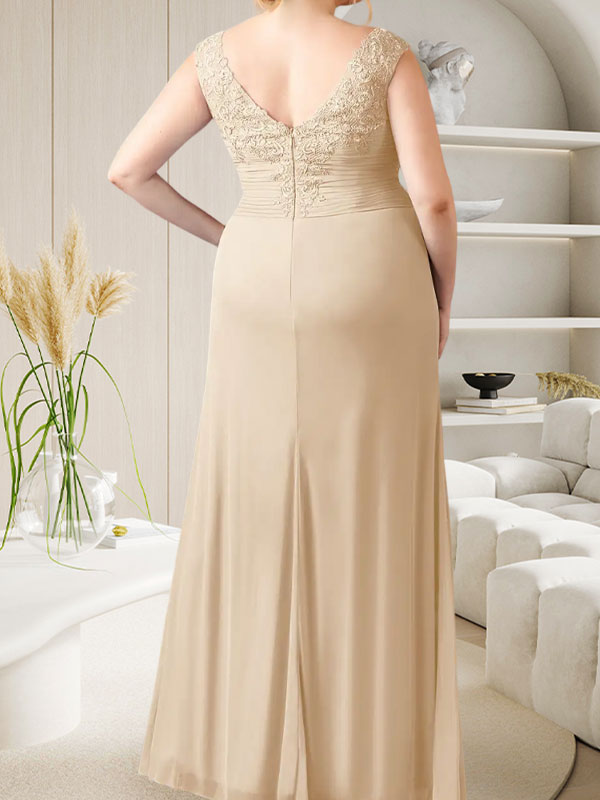 Champagne A-Line Dress with Sweetheart Neckline and Pleated Mesh Design