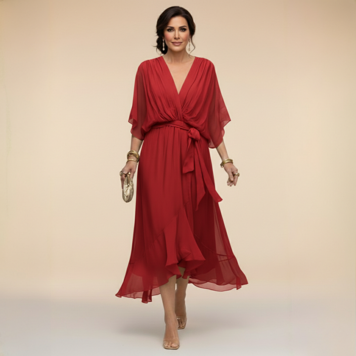 Charlotte | Chic Chiffon V-Neck Dress
