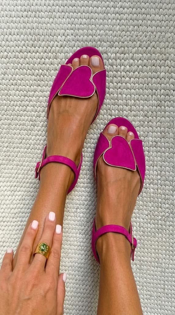 Celeste | Open-Toe Ankle Strap Heart Motif Sandals