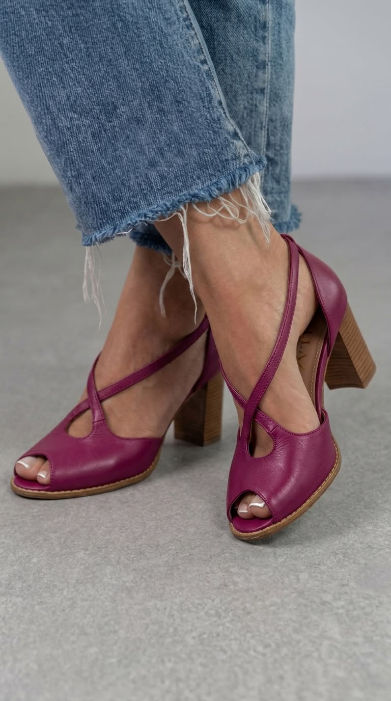 Gwendolyn | Elegant Open-Toe Crossover Strap Block Sandals