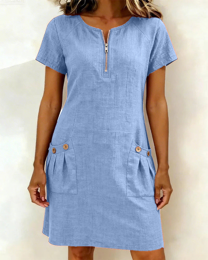 Lisa | Cotton Dress with Zipper Pocket