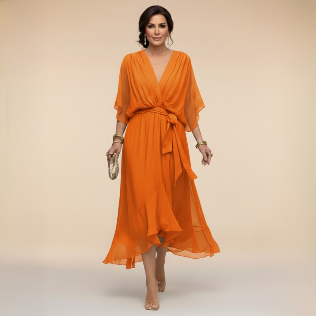 Charlotte | Chic Chiffon V-Neck Dress