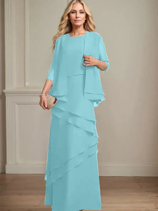 Floor-Length Chiffon Mother of the Bride Dress with Sheath Scoop Design