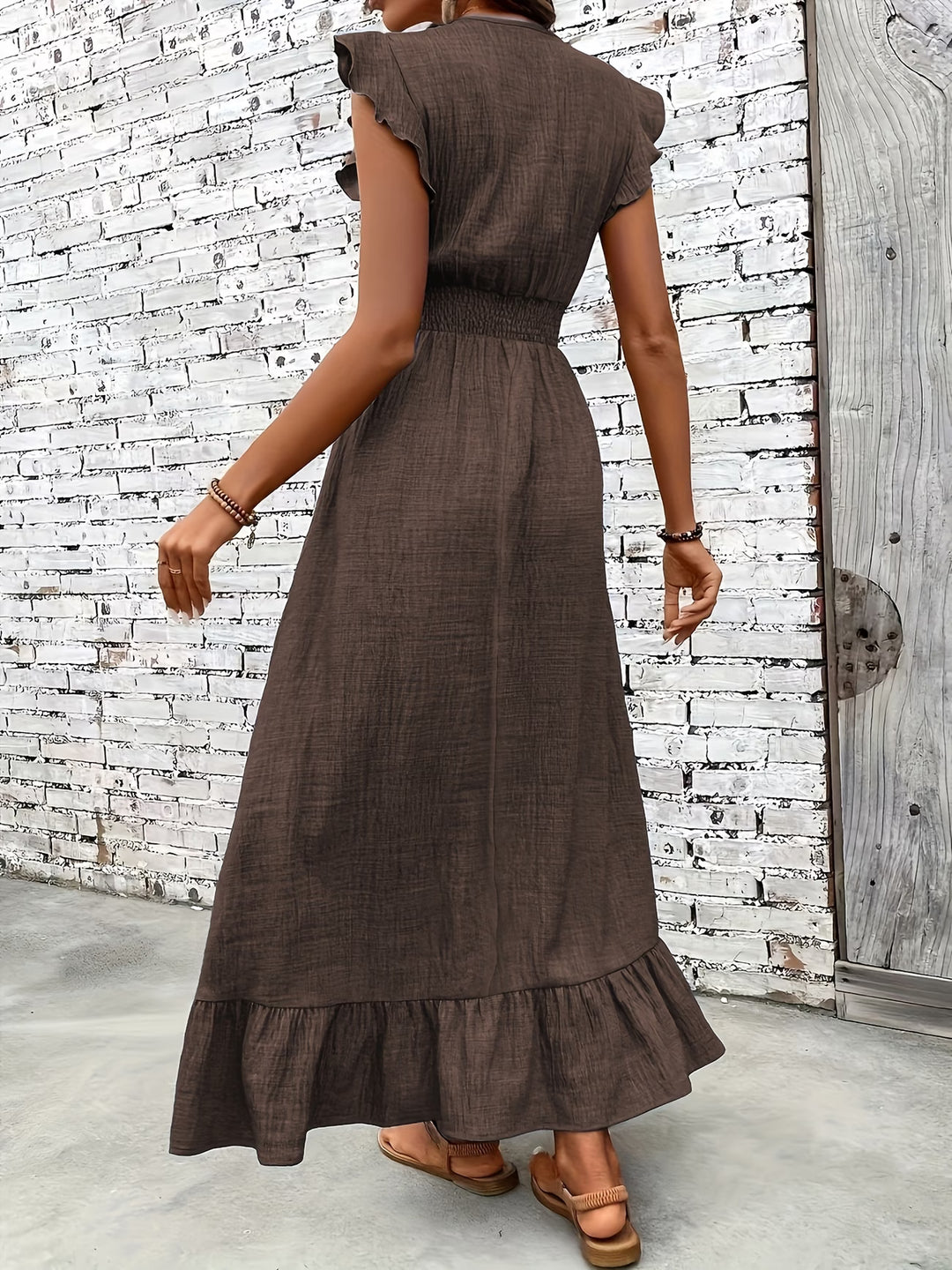 The Delphine Ruffle Wrap Maxi Dress