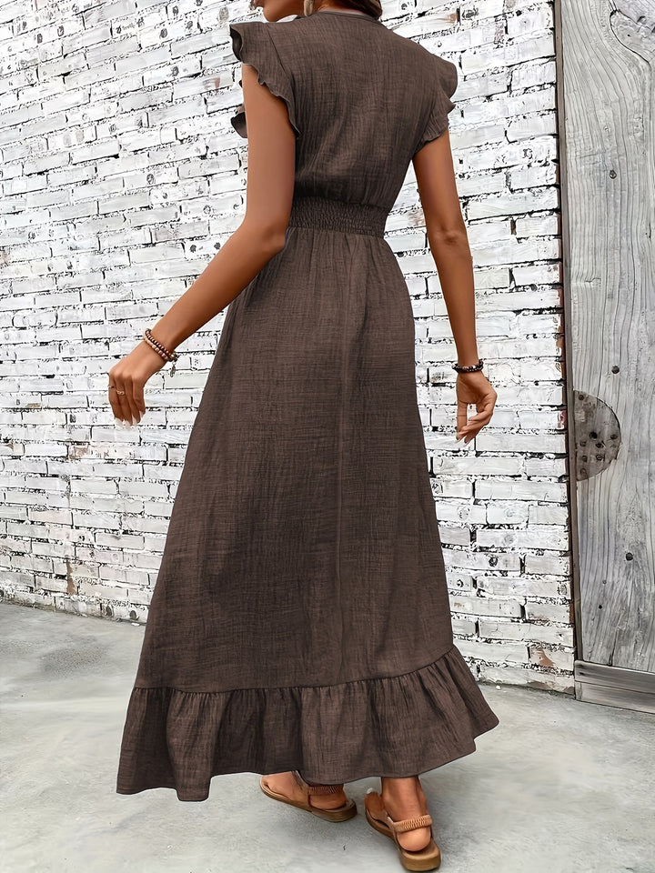 The Delphine Ruffle Wrap Maxi Dress