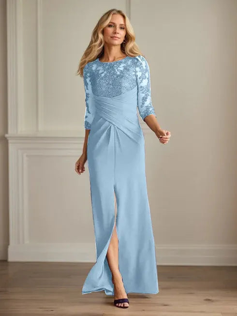 Plum Lace & Stretch Crepe Mother of the Bride Sheath Dress