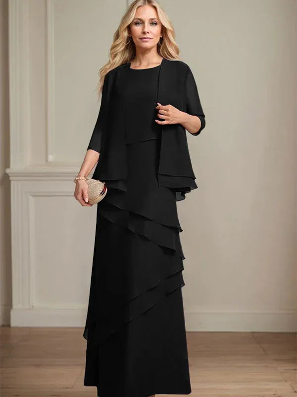 Floor-Length Chiffon Mother of the Bride Dress with Sheath Scoop Design