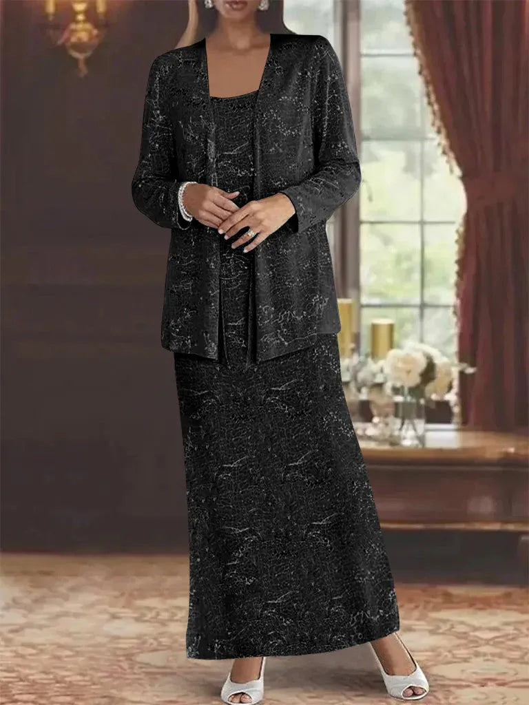 Chiffon Mother of the Bride Dress with Sequins and Matching Jacket