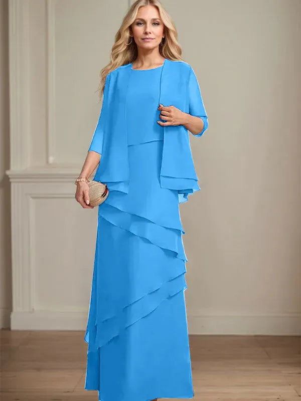 Floor-Length Chiffon Mother of the Bride Dress with Sheath Scoop Design