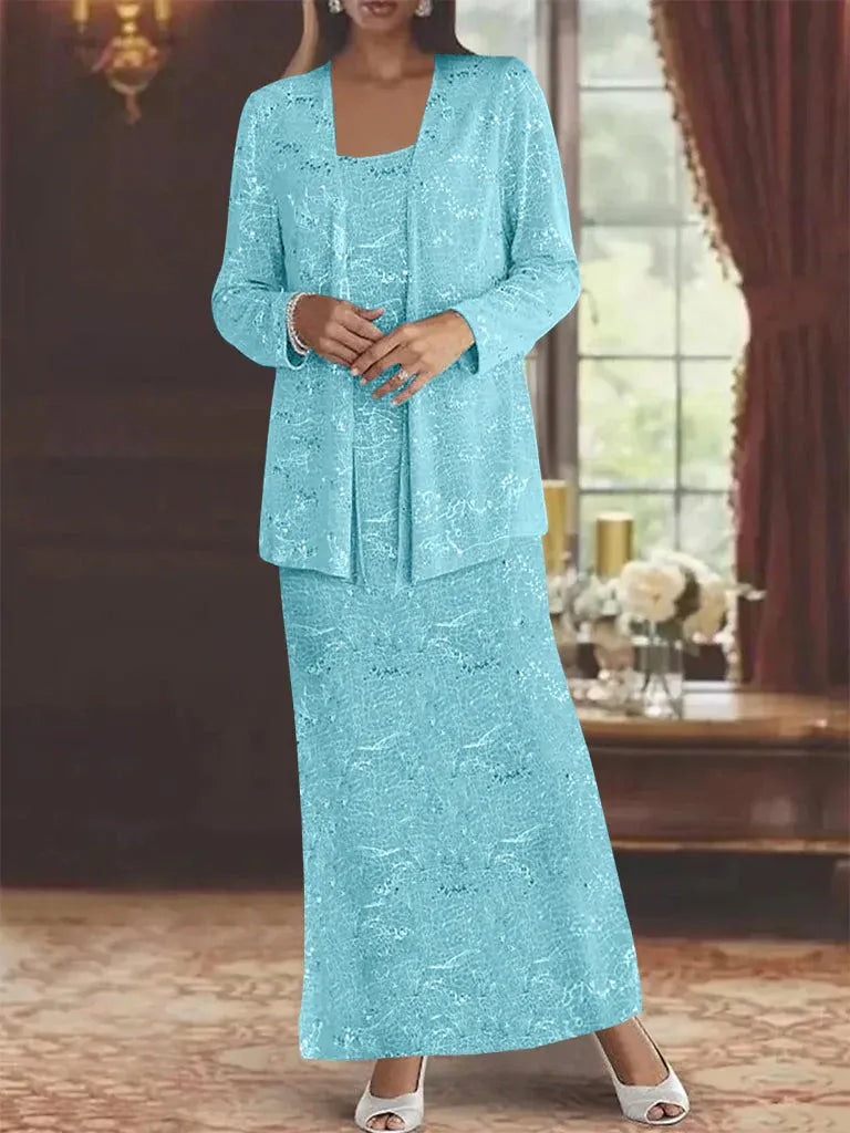 Chiffon Mother of the Bride Dress with Sequins and Matching Jacket