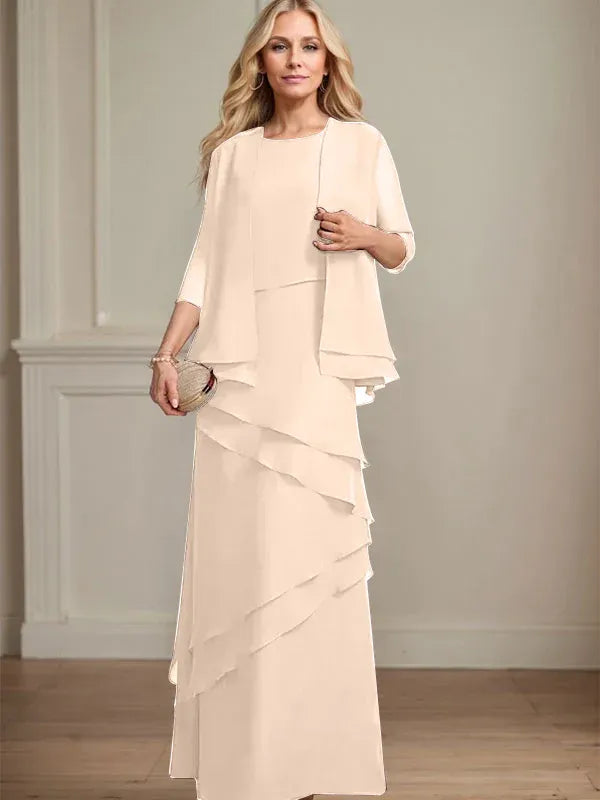 Floor-Length Chiffon Mother of the Bride Dress with Sheath Scoop Design