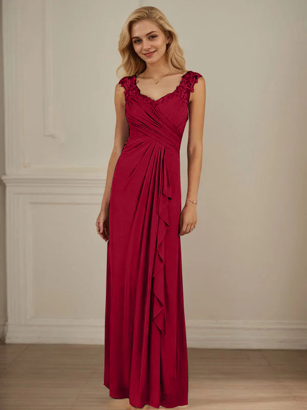Champagne A-Line Dress with Sweetheart Neckline and Pleated Mesh Design