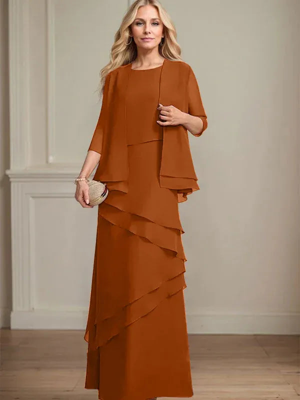 Floor-Length Chiffon Mother of the Bride Dress with Sheath Scoop Design
