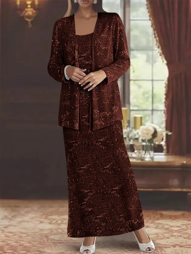 Chiffon Mother of the Bride Dress with Sequins and Matching Jacket