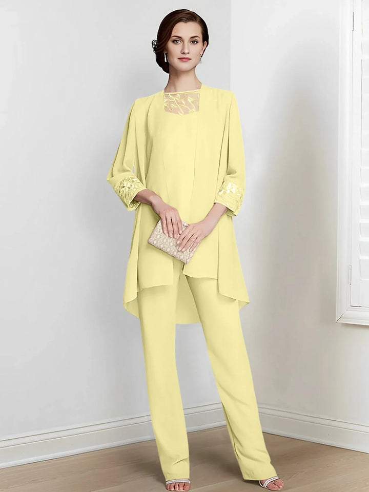 Chiffon Long Sleeve Mother of the Bride Pantsuit with Jacket