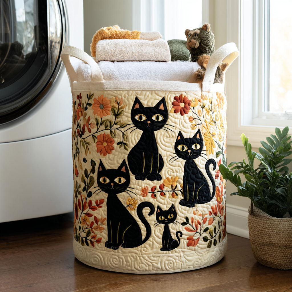 The Cat Crowd | Quilted Laundry Basket