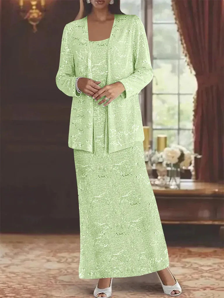 Chiffon Mother of the Bride Dress with Sequins and Matching Jacket