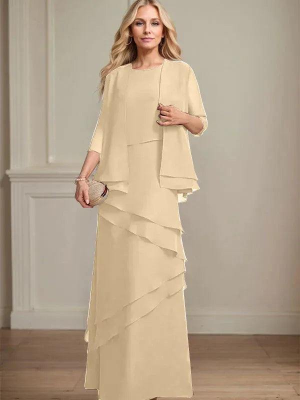 Floor-Length Chiffon Mother of the Bride Dress with Sheath Scoop Design