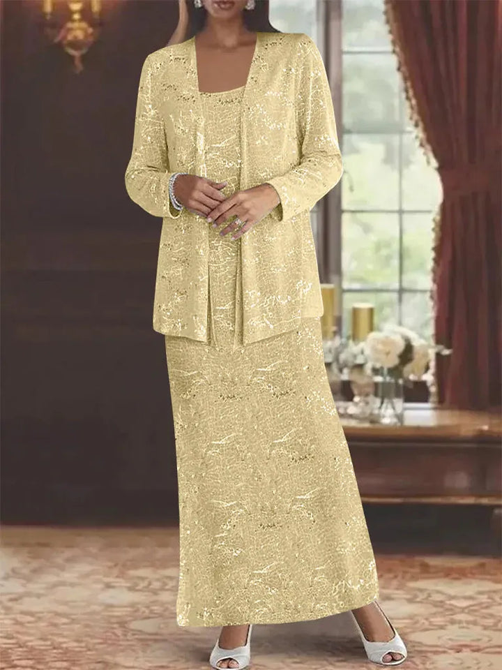 Chiffon Mother of the Bride Dress with Sequins and Matching Jacket