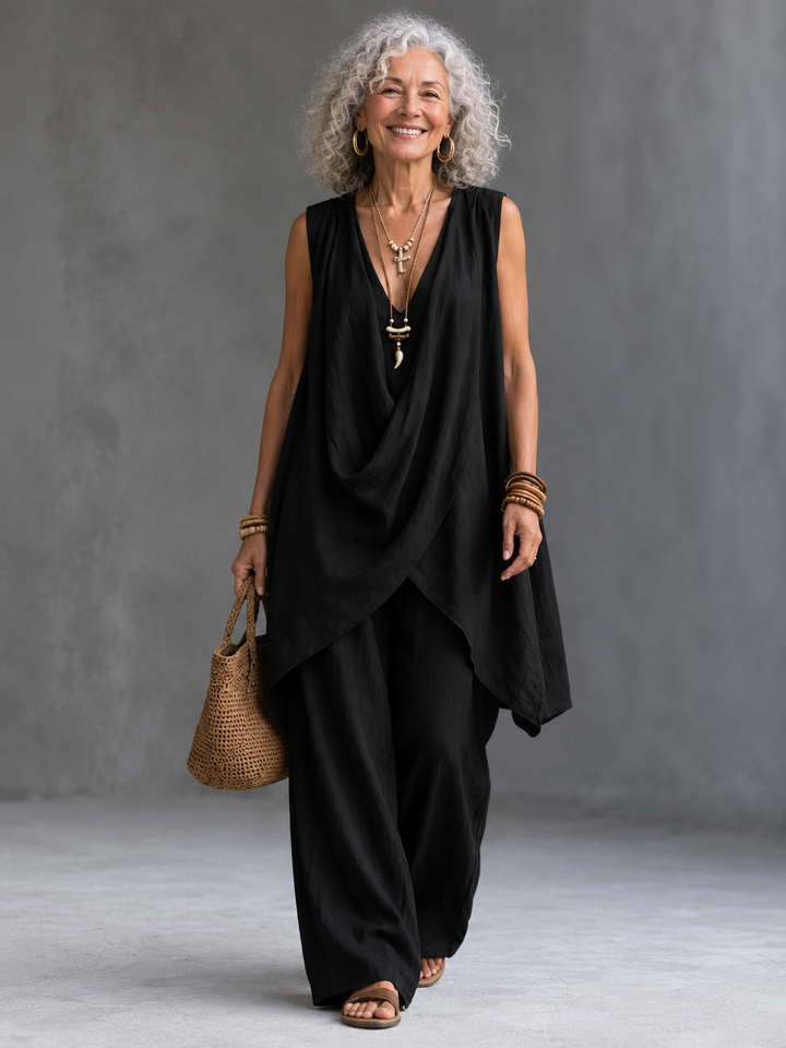 Women's Bohemian Style Loose Cotton And Linen Set