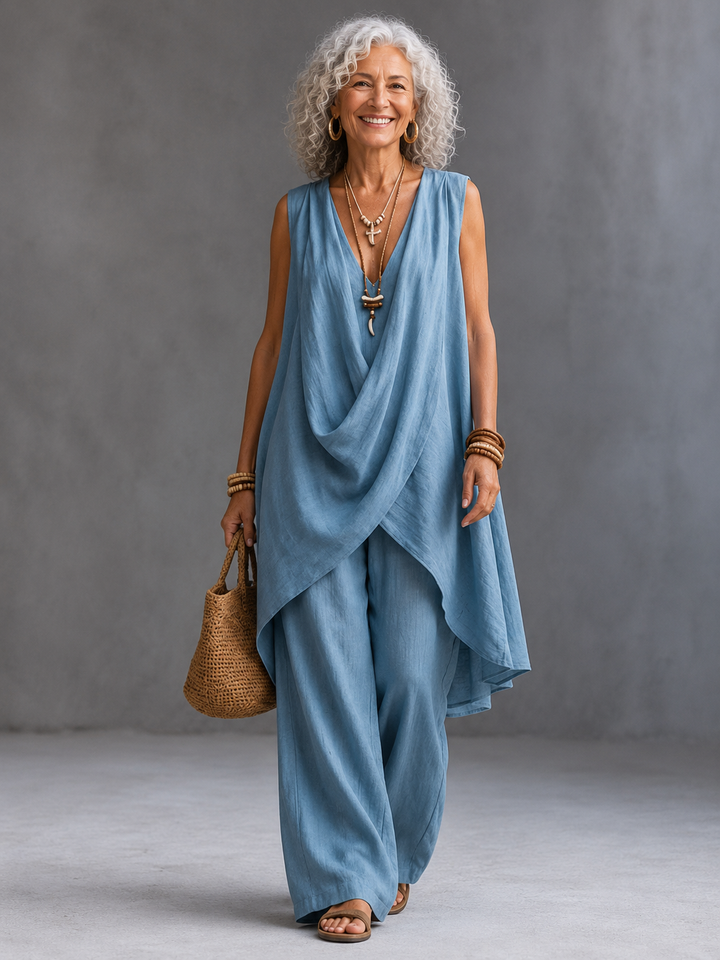 Women's Bohemian Style Loose Cotton And Linen Set