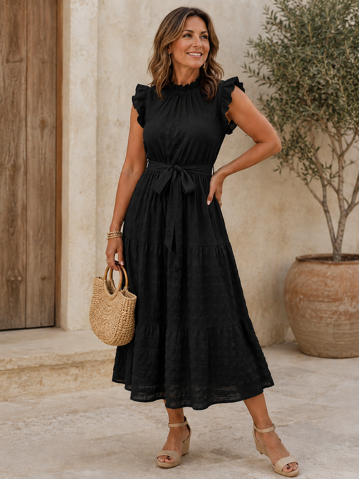 Evelyn | Elegant Ruffle Sleeve Midi Dress
