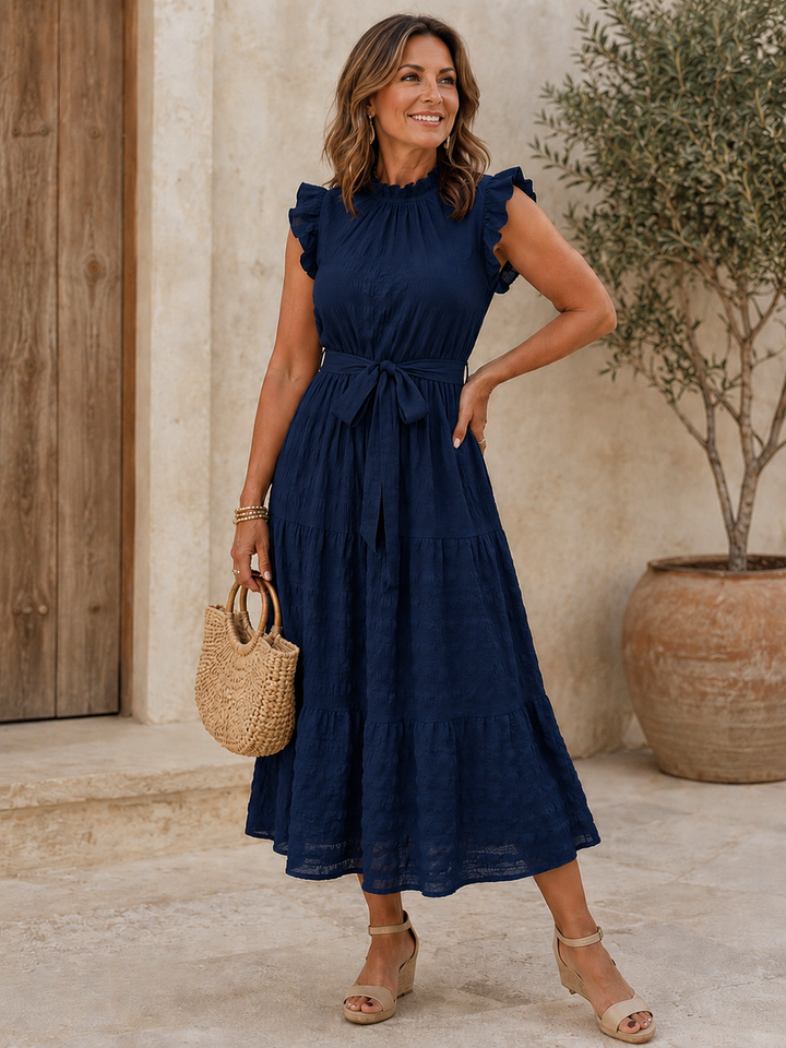 Evelyn | Elegant Ruffle Sleeve Midi Dress