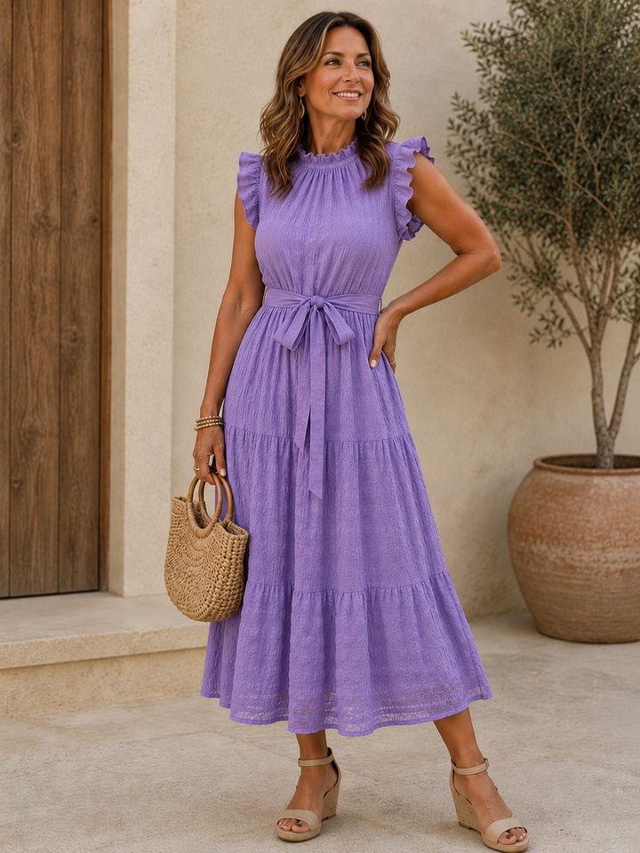 Evelyn | Elegant Ruffle Sleeve Midi Dress