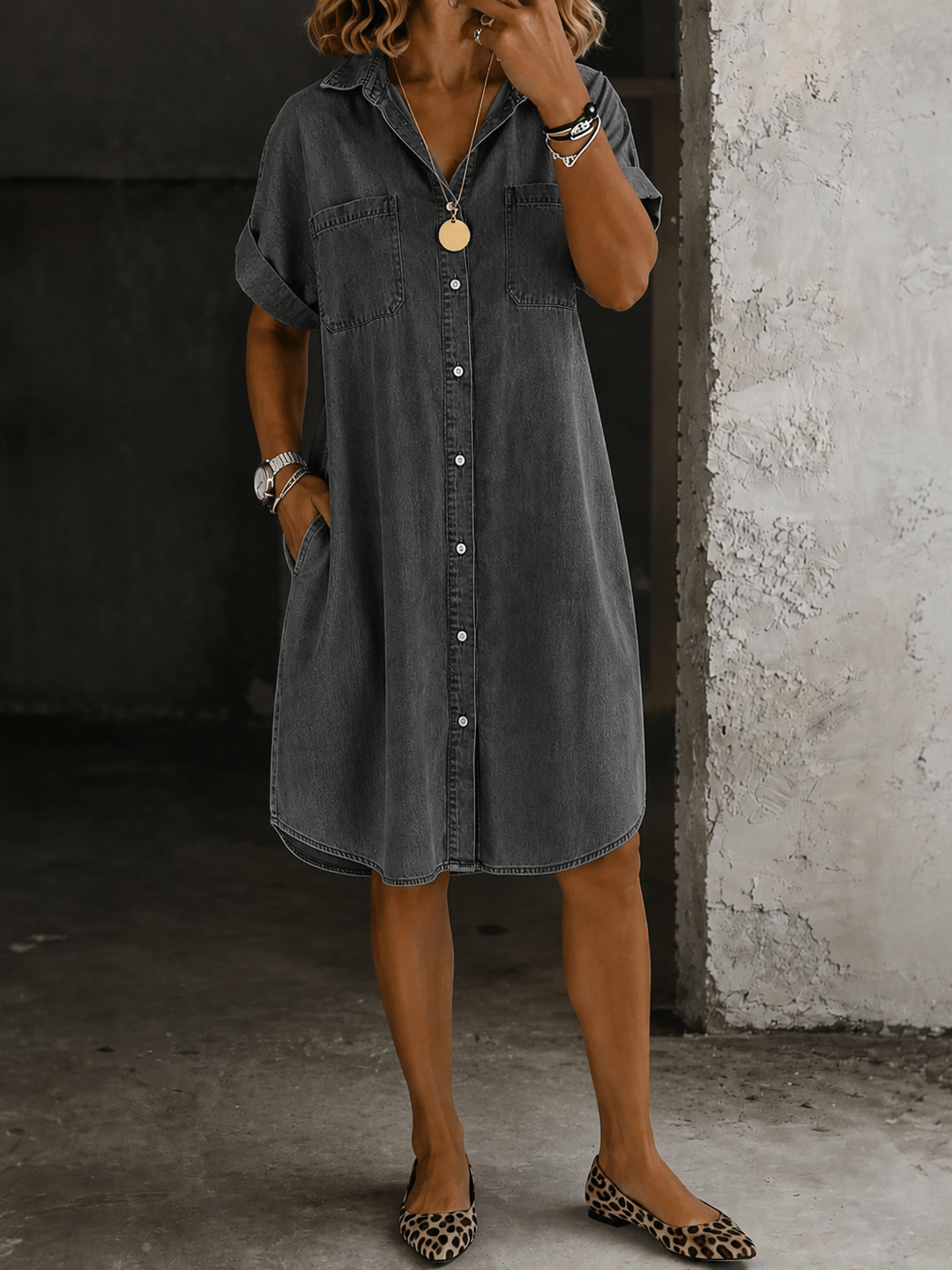 Marlowe  Timeless Denim Shirt Dress